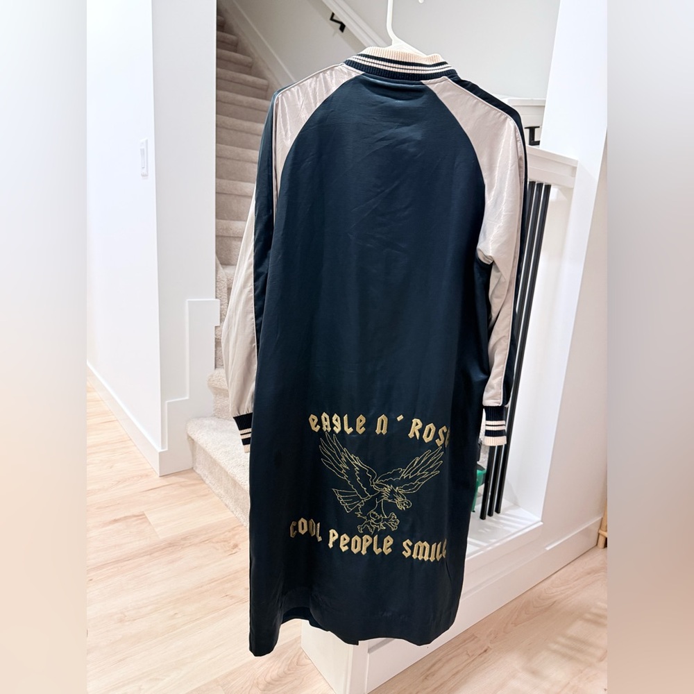 Black and Gold Long Jacket with Eagle Design